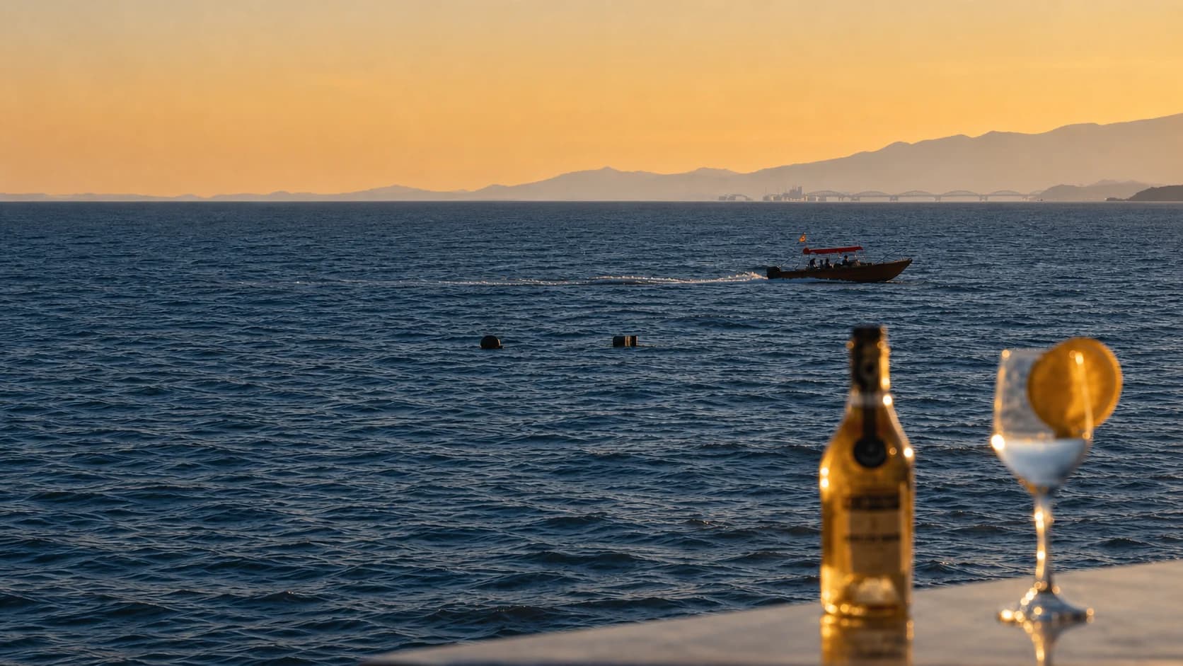 Sunset drinks overlooking the sea at Yamas